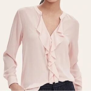 Banana Republic Pastel Pink Ruffle Long-Sleeve Blouse Women Size M BNWT
